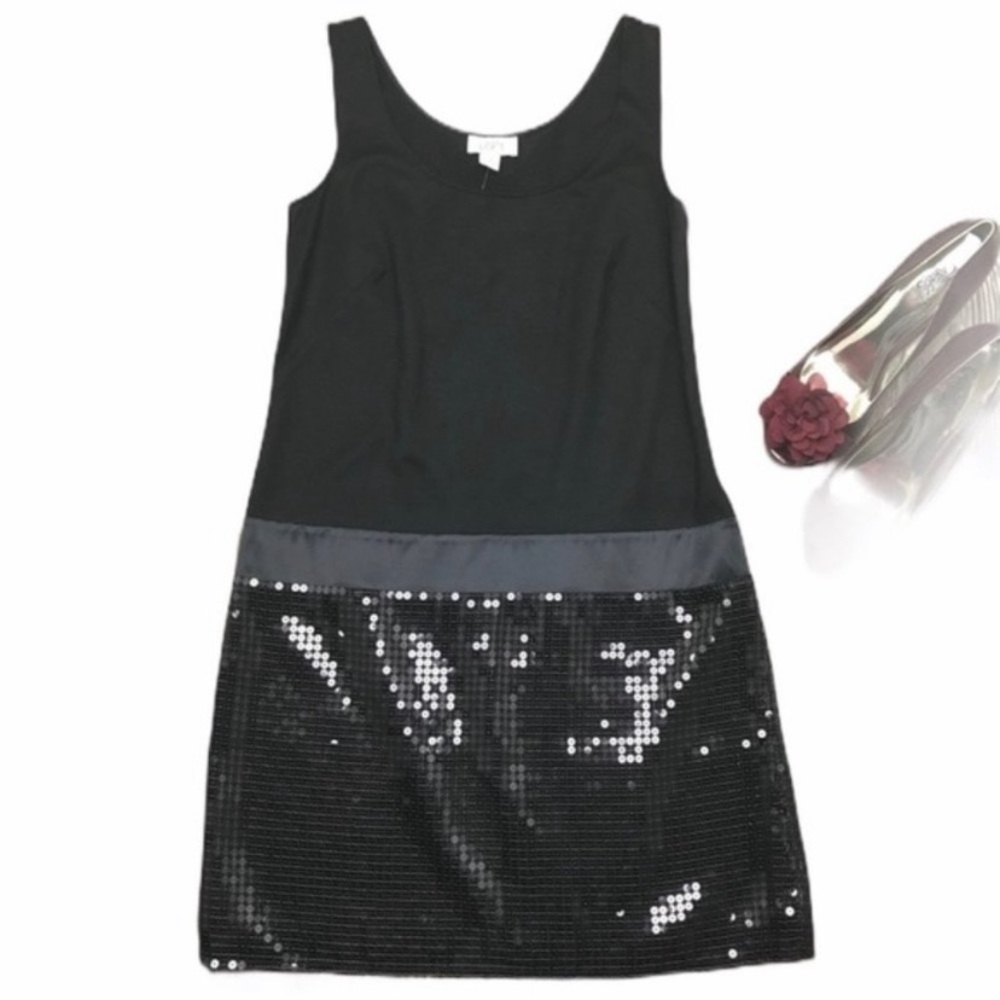 LOFT Little Black Sequin Dress. NWT.
